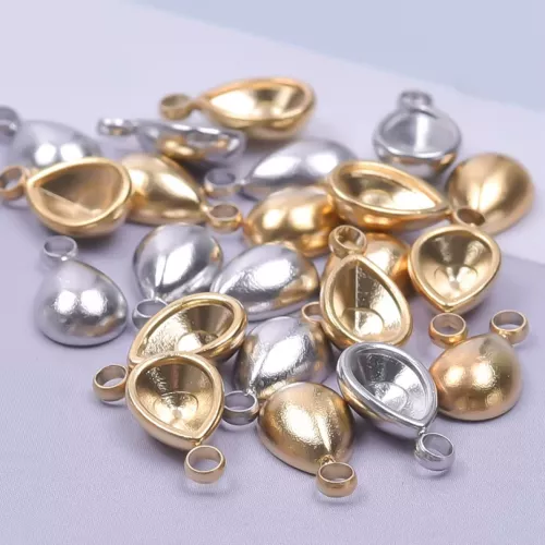 7 stks/partij Geen Vervaging Half Waterdruppel Mode Hanger Glazuur Rvs Hangers Gebruikt Voor Hand Maken Ketting Oorbel Accessoire