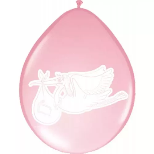 Roze ooievaar ballonnen - 8 stuks