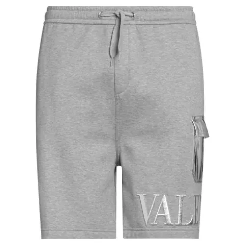 Valentino Garavani XL Man Grey Shorts & Bermuda Shorts Cotton, Polyamide, Polyurethane coated