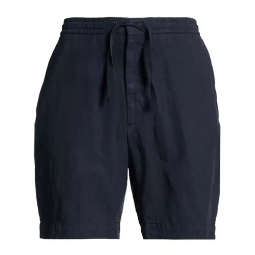 Officine Générale Man Midnight blue Shorts & Bermuda Shorts Lyocell, Linen, Cotton
