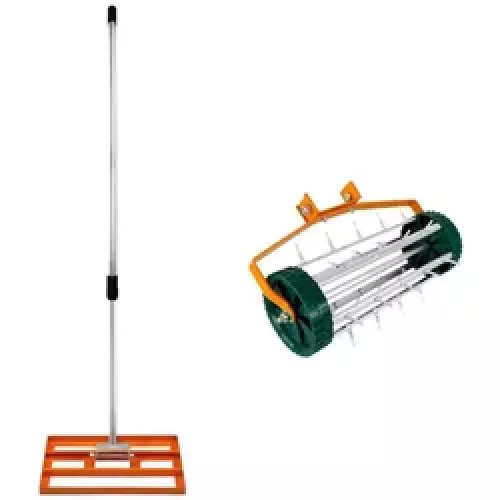T-Mech 50cm Lawn Leveller & Aerator - Orange, Orange