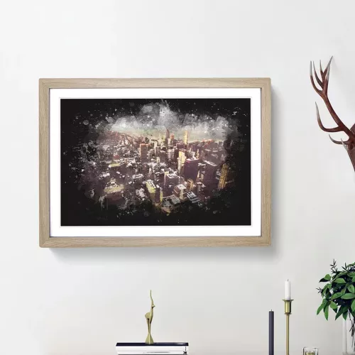 Flying over the Chicago Skyline - Picture Frame Graphic Art Print