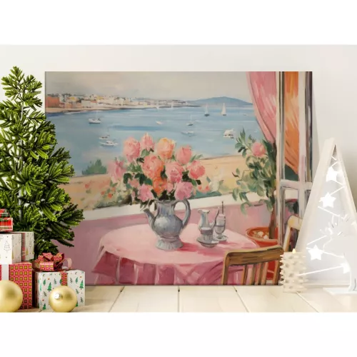 Coastal View Canvas Wall Art, Flower Still Life Print, Gallery Wrapped Canvas, Archival Quality, Ready to Hang, Modern Decor, Statement