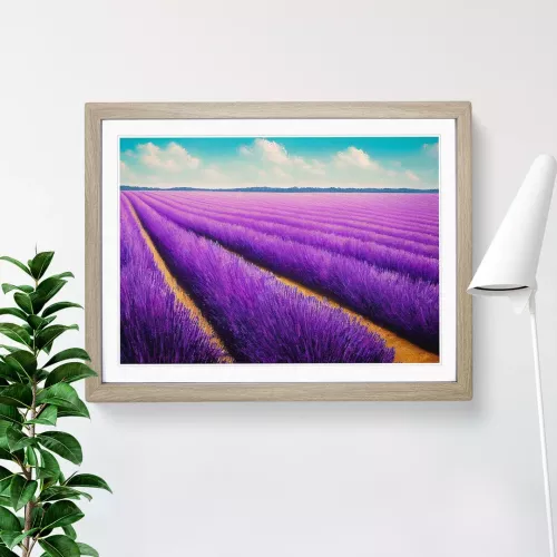 Impactful Lavender Flower Field - Picture Frame Graphic Art