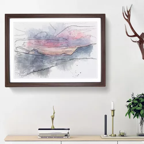 Mountain View of Romania in Abstract - Picture Frame Graphic Art Print