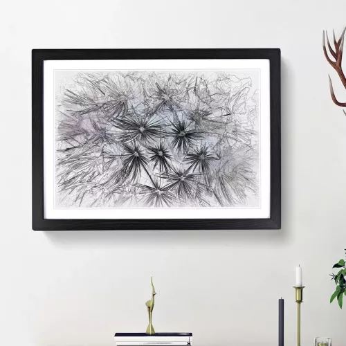Dandelion Seeds in Blue & Pink - Picture Frame Graphic Art Print