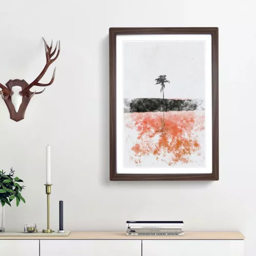 Reflection of a Palm Tree in Hawaii - Picture Frame Painting Print