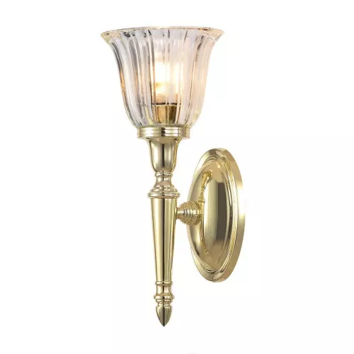 Loops IP44 Wall Light Tulip Shaped Glass LED Included Polished Brass LED G9 3.5W in Clear