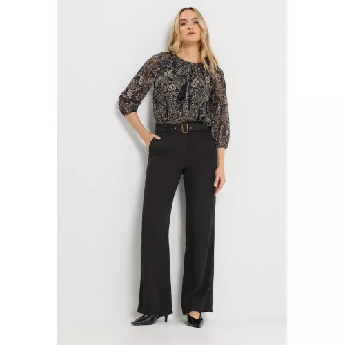 Long Tall Sally Women's Tall Belted Wide Leg Trousers in Black | Size: 12L