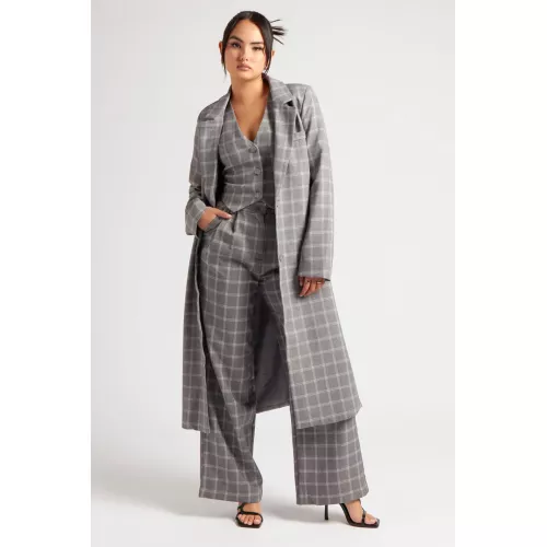 Urban Bliss Women's Check Longline in Grey | Size: 12