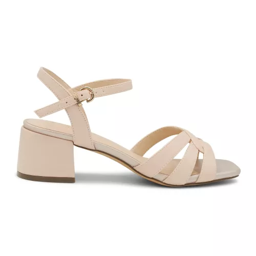 Paradox London Women's 'Marcia' Faux Leather Block Heel Sandal in Nude | Size: 8