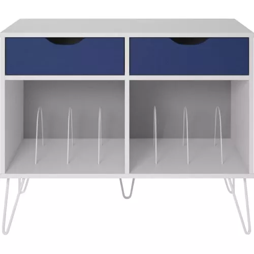 DOREL HOME Concord 1323817COMUK Turntable Stand - White & Indigo, Blue,White