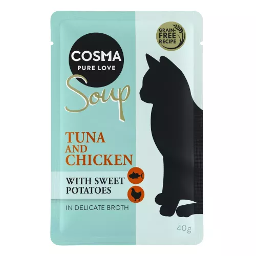 24x40g Tuna & Chicken with Sweet Potato Soup Cosma Wet Cat Food