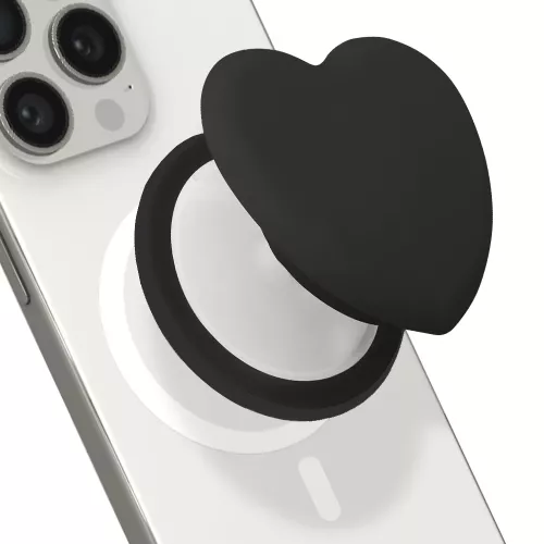 Grippopso Magnetic Collapsible Mobile Phone Socket Grip Cute Silicone Heart Round Shape Cover Stand Holder for Smartphone