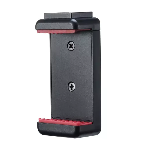 ST-07 Adjustable Phone Holder Vlog Phone Clip+1/4 Inch Screw Cold Shoe for 5.6-8.3cm Smartphone for Tripod LED Light Mic