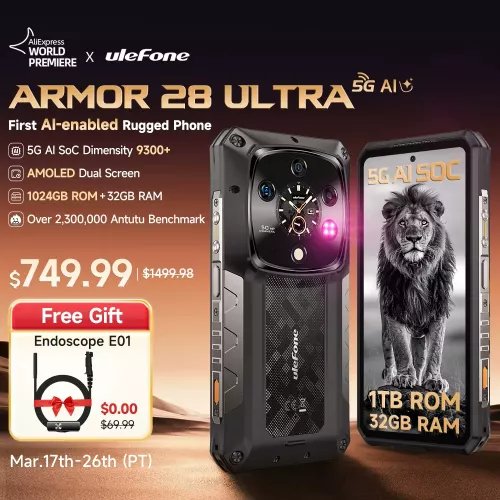 【World Premiere】Ulefone Armor 28 Ultra 5G AI Rugged Phone 1TB ROM+32GB RAM Android Smartphone AMOLED 6.67″ 10600mAh Mobile phone