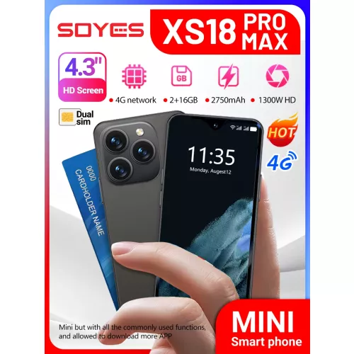 SOYES XS18 Pro Max 4G LTE Mini Smartphone 4.3″ HD Full Screen With 2750mAh Battery Face ID GPS Small Size Phone With Play Store
