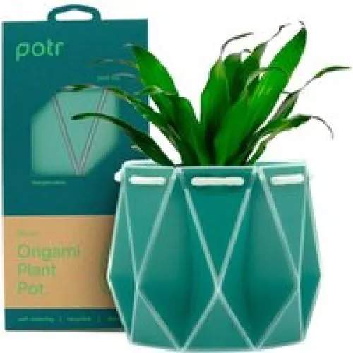POTR Self Watering Origami Plant Pot - Aqua Blue, Medium 15cm