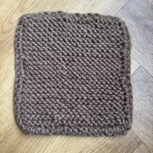 Knitted Wool Square Trivet, Mocha