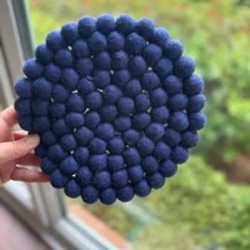 Fairtrade Wool Felt Round Placemat, Navy
