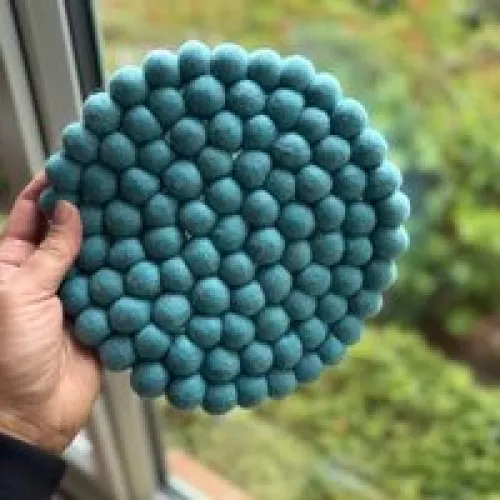 Fairtrade Wool Felt Round Placemat, Turquoise