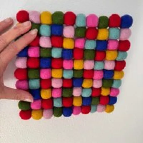 Fairtrade Wool Felt Square Trivet, Rainbow