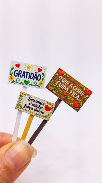 PL45 Kit 3 Plaquinhas Sortidas para Terrário