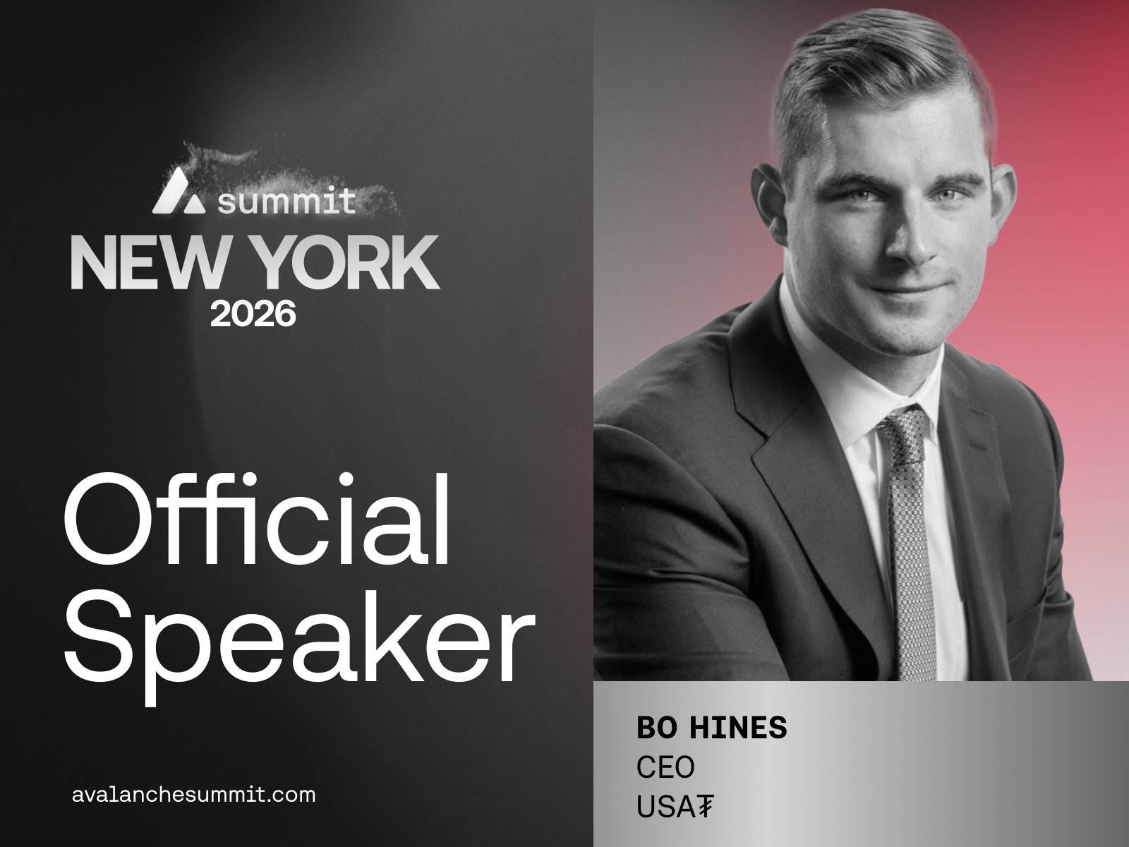Bo Hines, CEO of USA₮, to Speak at Avalanche Summit NYC About Stablecoin Policy - Abstract blockchain breaking news