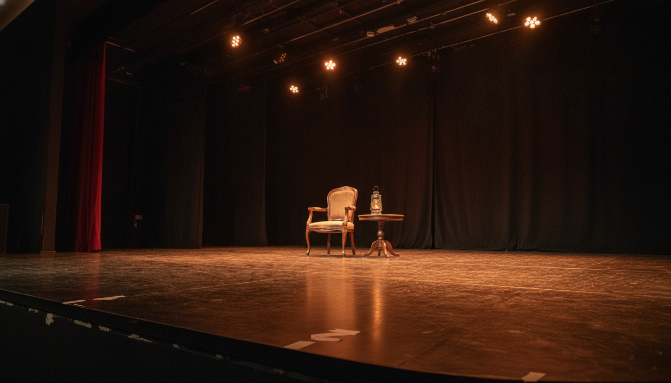 Escenario de la sala de teatro de Escuela Eureka en el barrio de Embajadores, Madrid