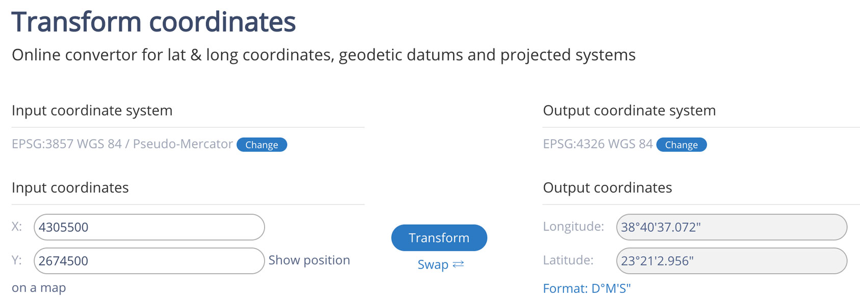 Transforming coordinates Transforming coordinates