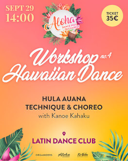 Atelier: Coregrafie dans hawaiian modern, stil hula auana Bucharest Aloha Dance Fest 2019