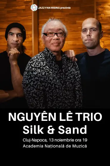 NGUYÊN LÊ TRIO la Jazz Fan Rising CLUJ Rhani Krija (percuții, gumbri, voce), Nguyen Le (chitară, synth, voce), Chris Jennings (d-bass)