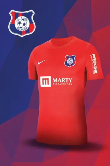 Tricou ROȘU Nike, tricou oficial de joc al F.C. Bihor, pentru ADULŢI, cu personalizare nume pe spate, deasupra numărului 