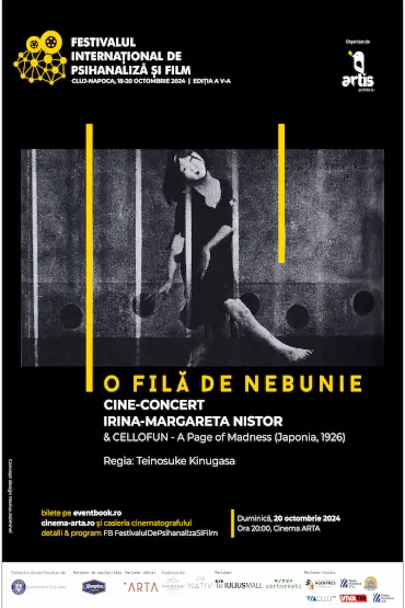 O FILĂ DE NEBUNIE – CINE-CONCERT IRINA-MARGARETA NISTOR, CELLOFUN Festivalul Internațional de Psihanaliză și Film Cluj-Napoca