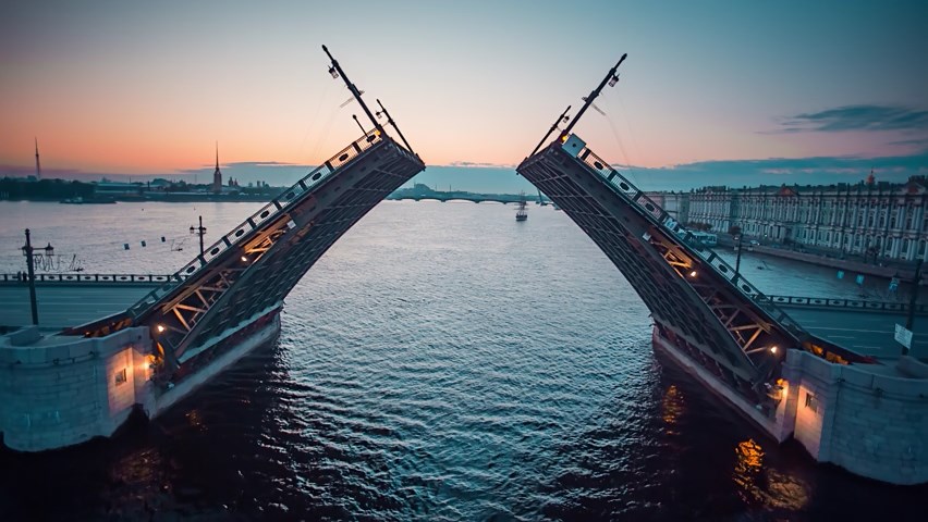 Video of bridge openings during the White Nights in St. Petersburg