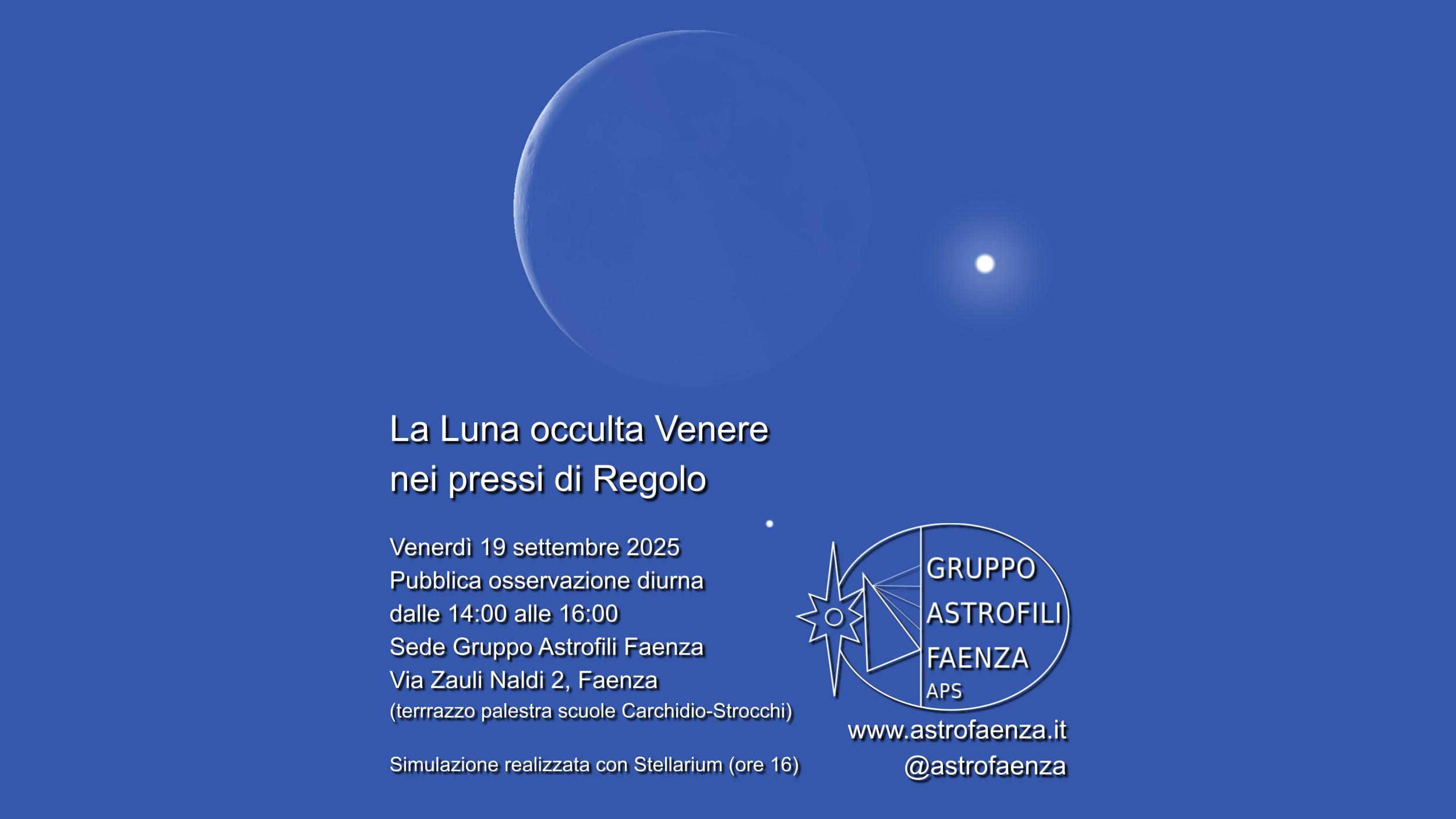 La Luna occulta Venere nei pressi di Regolo - osservazione a Faenza