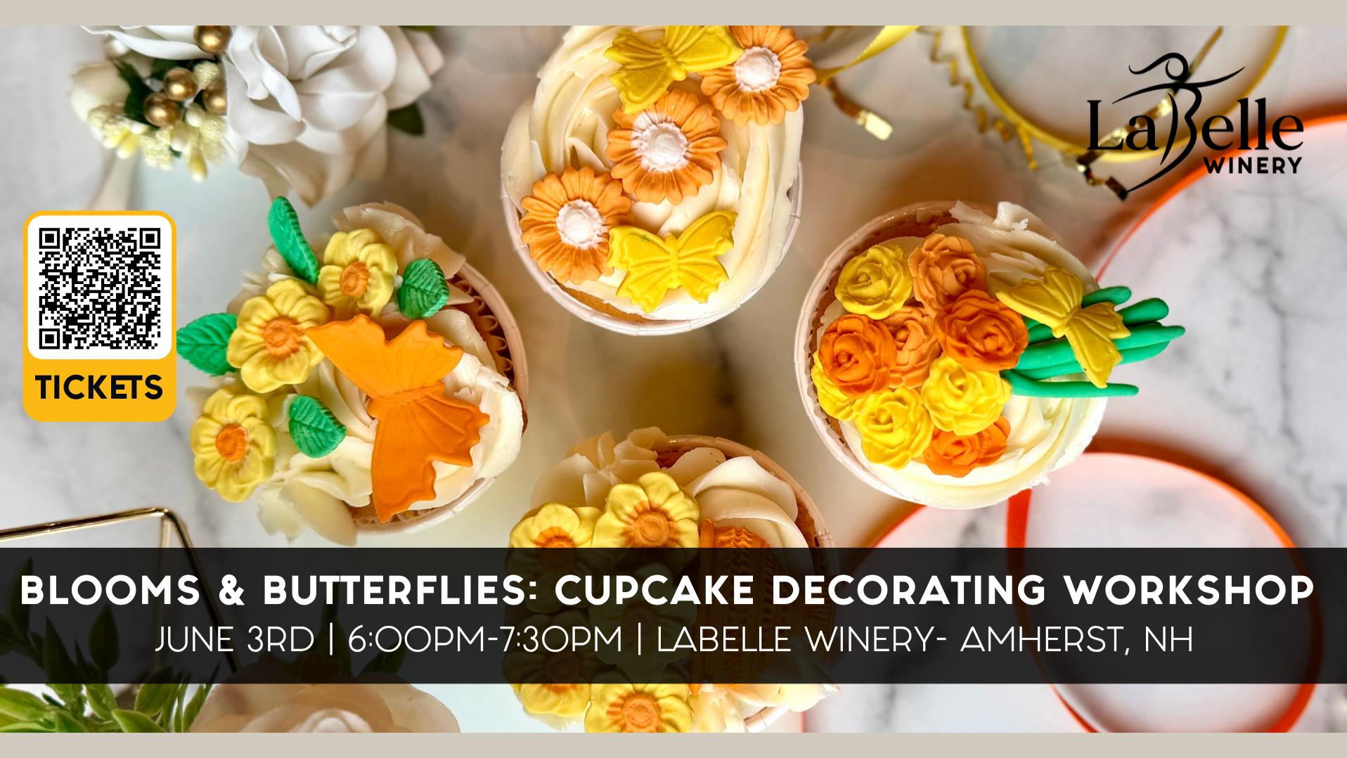 Blooms & Butterflies: Cupcake Decorating Workshop (6/3/26 – Amherst, NH)