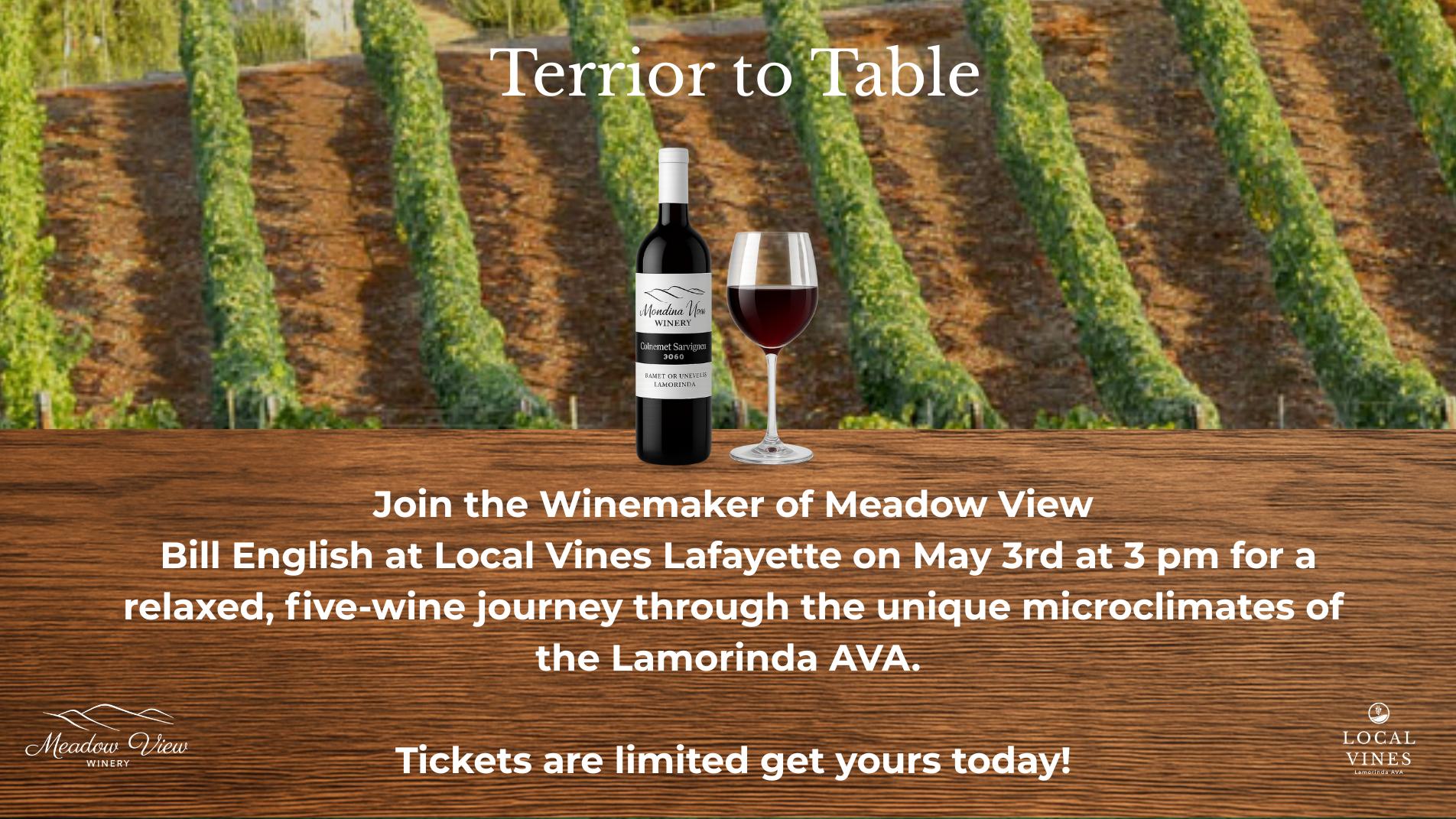 Meet the Maker Series: Meadow View Wines with Winemaker Bill English: An Exclusive Tasting Experience 