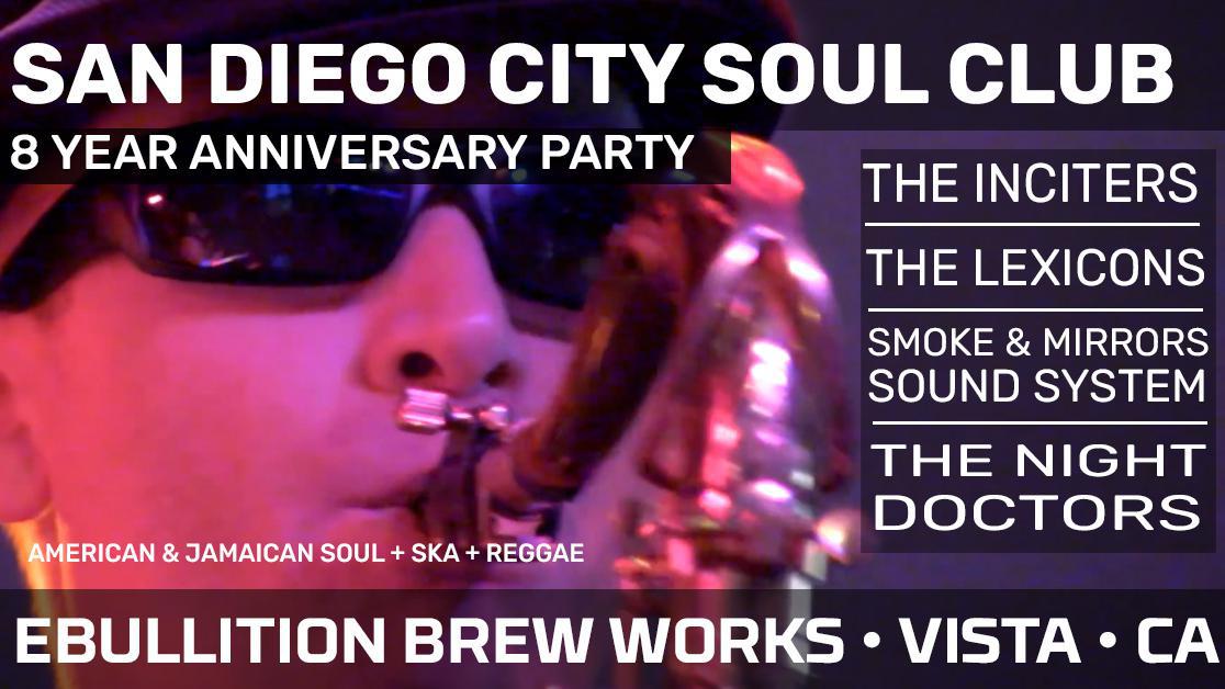Soul/ska/reggae anniv. party ft. The Inciters, The Lexicons, Smoke & Mirrors, & The Night Doctors