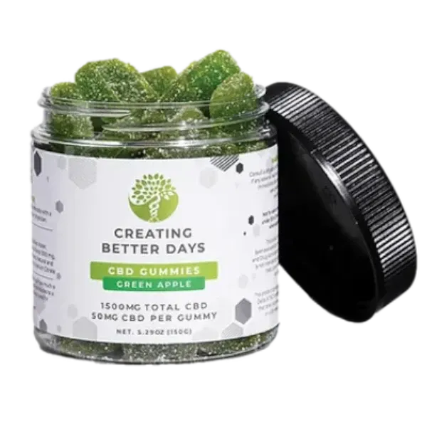 HEMP DERIVED | Creating Better Days CBD Gummies Green Apple 1500mg