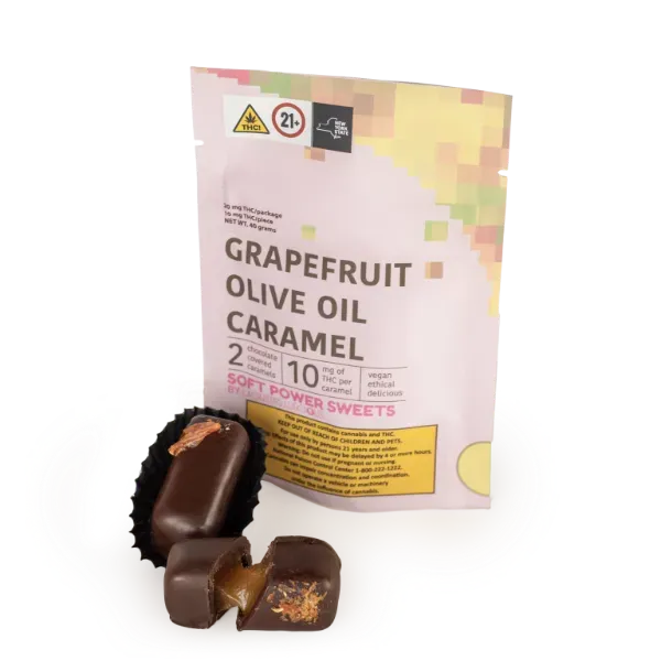 Soft Power Sweets Chocolates Grapefruit Olive Oil Caramel 20mg