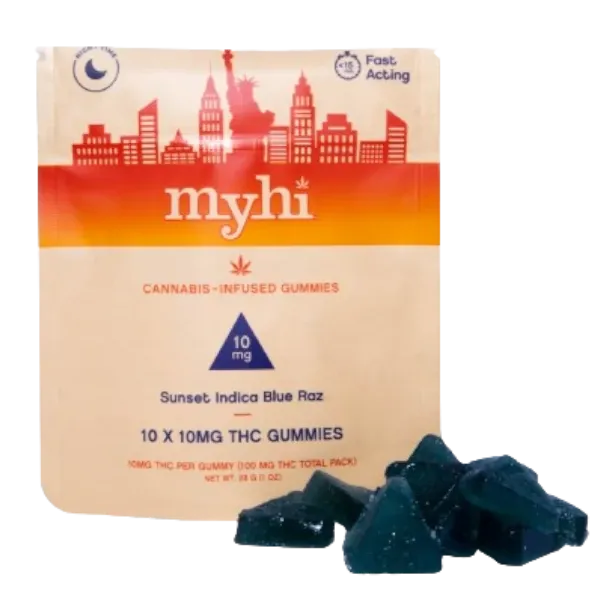 MyHi Gummies Sunset Indica Blue Razz 100mg