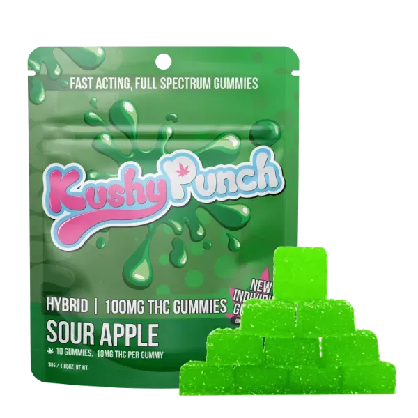 Kushy Punch Gummies Sour Apple 20ct