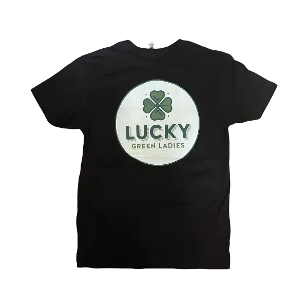 Lucky Green Ladies Round Logo T-Shirt Black