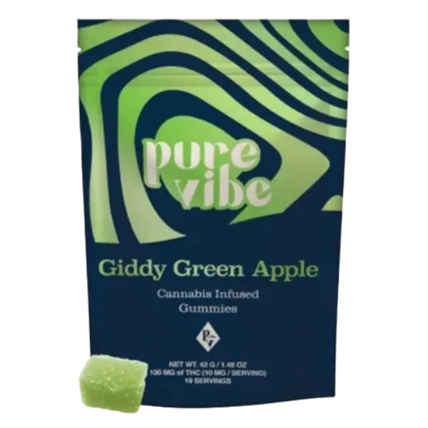 Pure Vibe Gummies Giddy Green Apple 100mg