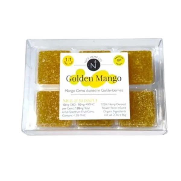 HEMP DERIVED | Nice Hemp Co 1:1 CBD:THC Fruit Gems Golden Mango