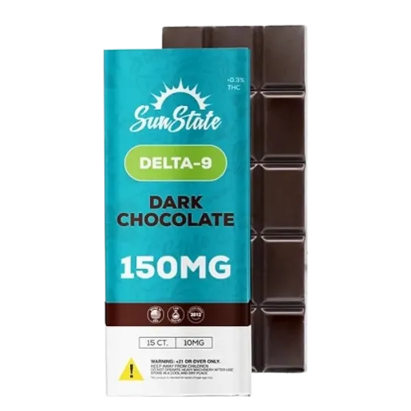 HEMP DERIVED | SunState Hemp Delta-9 THC Dark Chocolate Bar 150mg