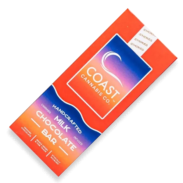 Coast Cannabis Chocolate Bar Milk Chocolate Almond Coconut Sea Salt 100mg