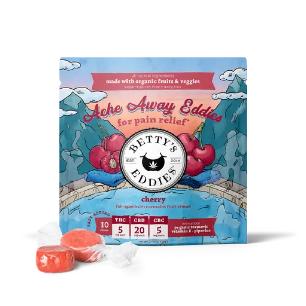 Betty's Eddies Chews Ache Away Cherry 10ct