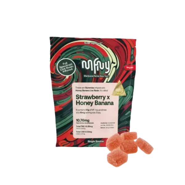 MFNY Gummies LIve Rosin Strawberry X Honey Banana 100mg